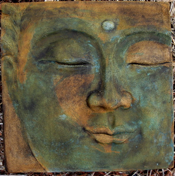 Plaque - Buddha Thai Face Smooth Square Large - Click Image to Close